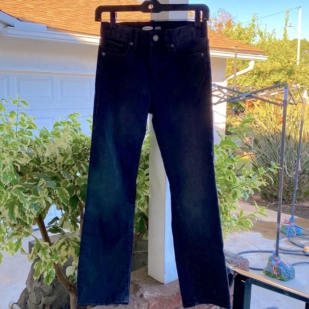 OLD NAVY BOY’S STRAIGHT BUILT IN FLEX BLACK JACK JEANS Size 12 EUC